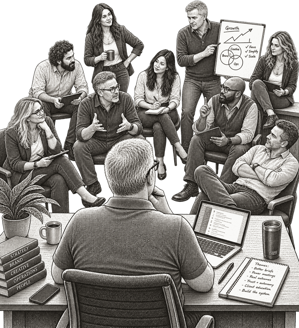 A room full of agency leaders in conversation